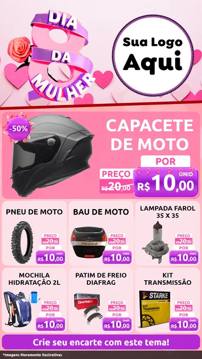 Modelo de Rede Social para Stories com o tema Dia da Mulher para Moto peças