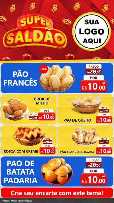 Modelo de TV para TV Vertical com o tema Super Saldão para Padaria