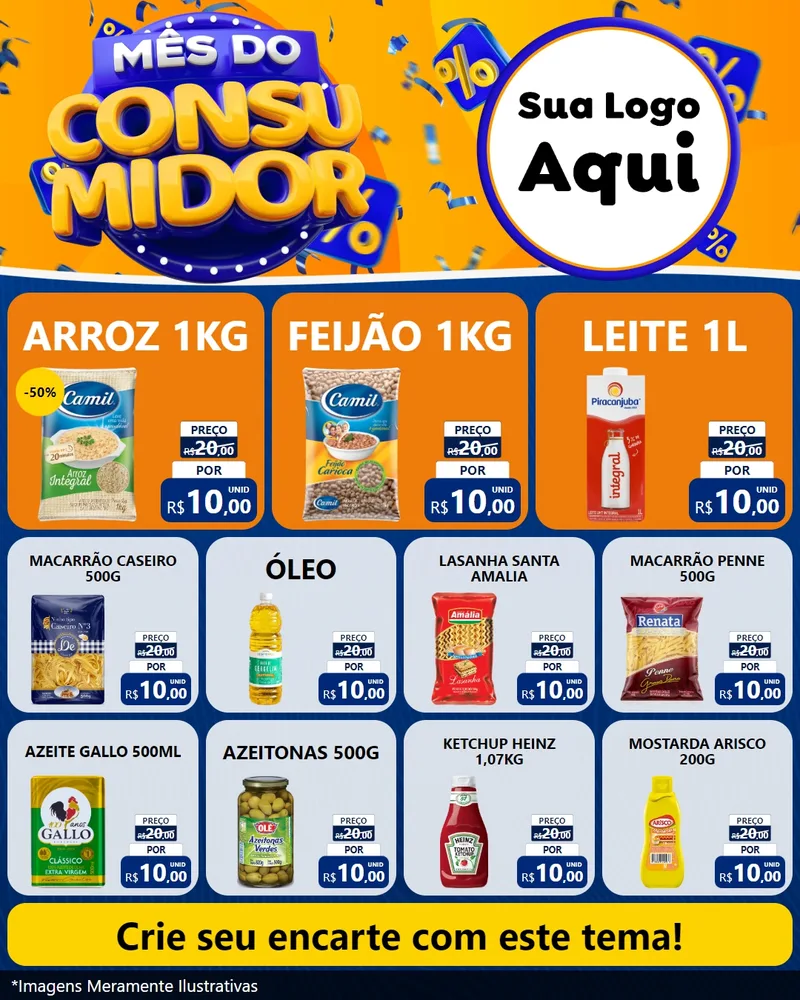 Modelo de Rede Social para Feed Instagram com o tema Mês do Consumidor para Supermercado