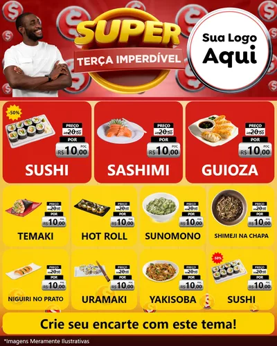 Modelo de Rede Social para Feed Instagram com o tema Super Terça Imperdível para Comida japonesa