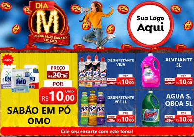 Modelo de Encarte para Encarte A4 Horizontal com o tema Dia M - O Dia Mais Barato Do Mês para Produtos de Limpeza