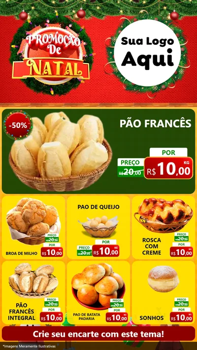 Modelo de Rede Social para Stories com o tema Promoção de Natal para Padaria