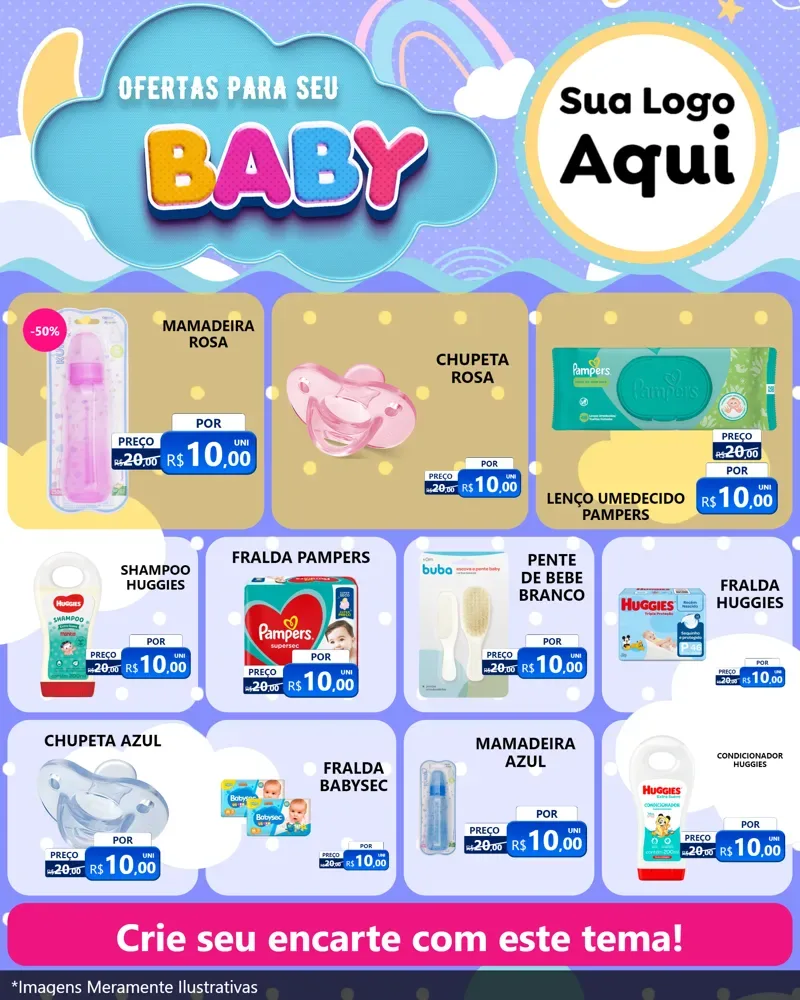 Modelo de Rede Social para Feed Instagram com o tema Ofertas Para Seu Bebê para Bebês