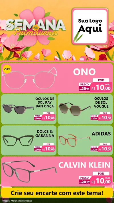 Modelo de TV para TV Vertical com o tema Semana da Primavera para Óticas