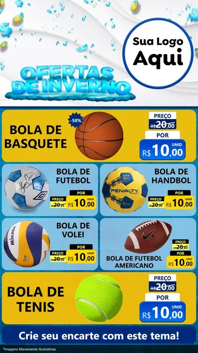 Modelo de TV para TV Vertical com o tema Ofertas de Inverno para Artigos Esportivos