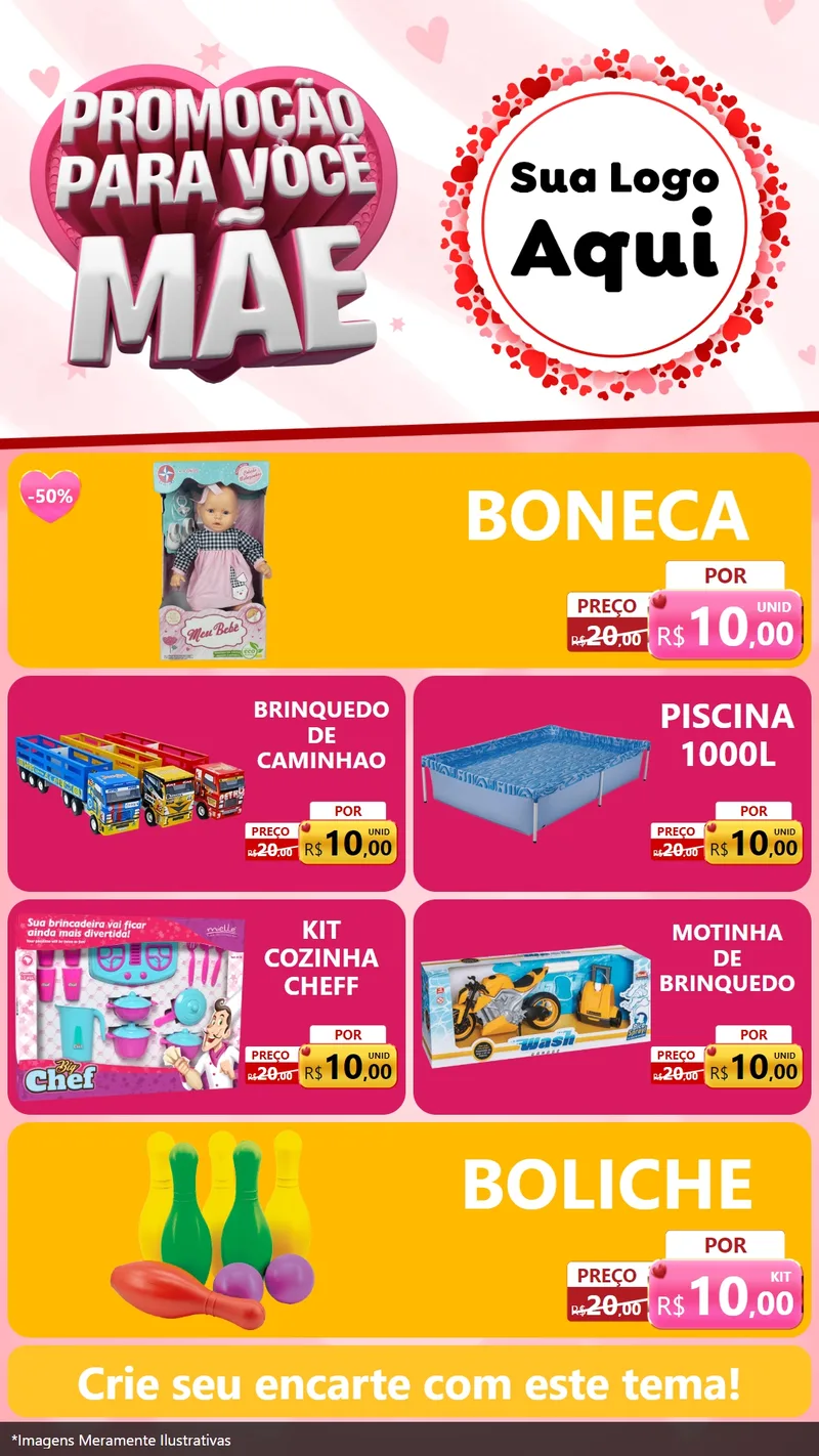 Modelo de TV para TV Vertical com o tema Promoção Para Você Mãe para Brinquedos