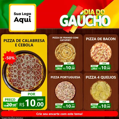 Modelo de Rede Social para Feed Facebook com o tema Dia do Gaúcho para Pizzaria