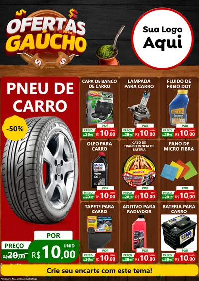 Modelo de Encarte para Encarte A4 Vertical com o tema Ofertas Dia do Gaúcho para Auto peças