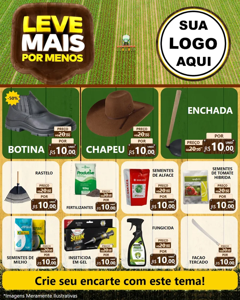 Modelo de Rede Social para Feed Instagram com o tema Leve Mais Por Menos - Agro para Agropecuária