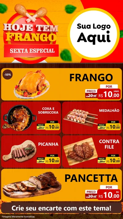 Modelo de TV para TV Vertical com o tema Hoje tem Frango Sexta Especial para Assados