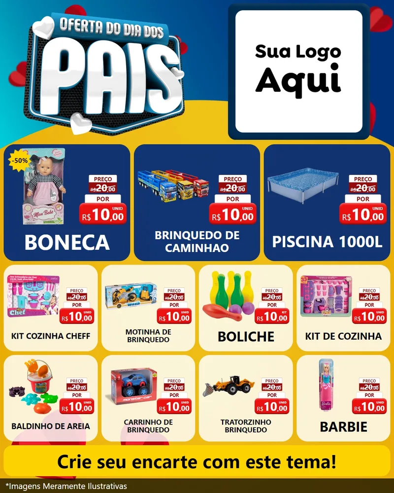 Modelo de Rede Social para Feed Instagram com o tema Oferta Do Dia Dos Pais para Brinquedos