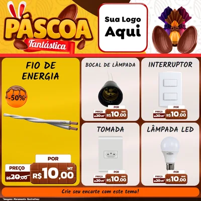 Modelo de Rede Social para Feed Facebook com o tema Páscoa Fantástica para Materiais Elétricos