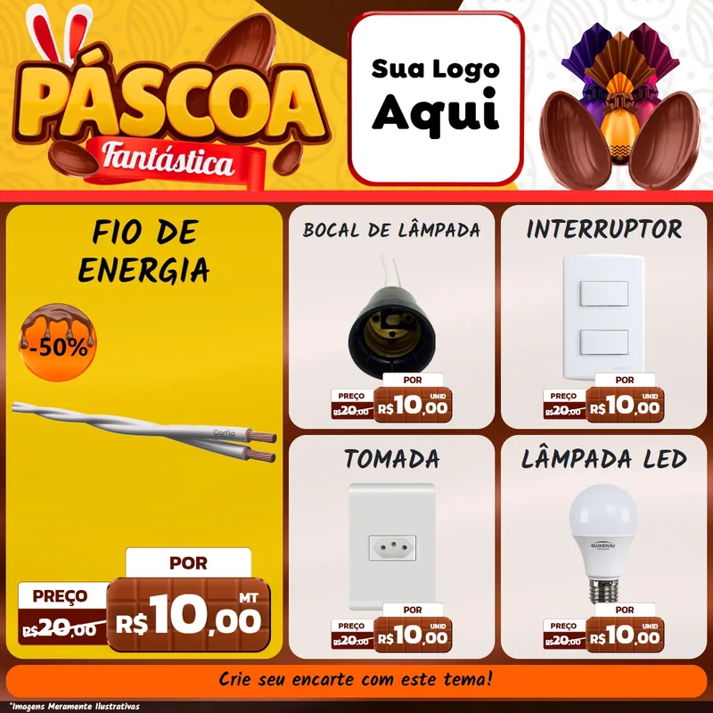 Modelo de Rede Social para Feed Facebook com o tema Páscoa Fantástica para Materiais Elétricos