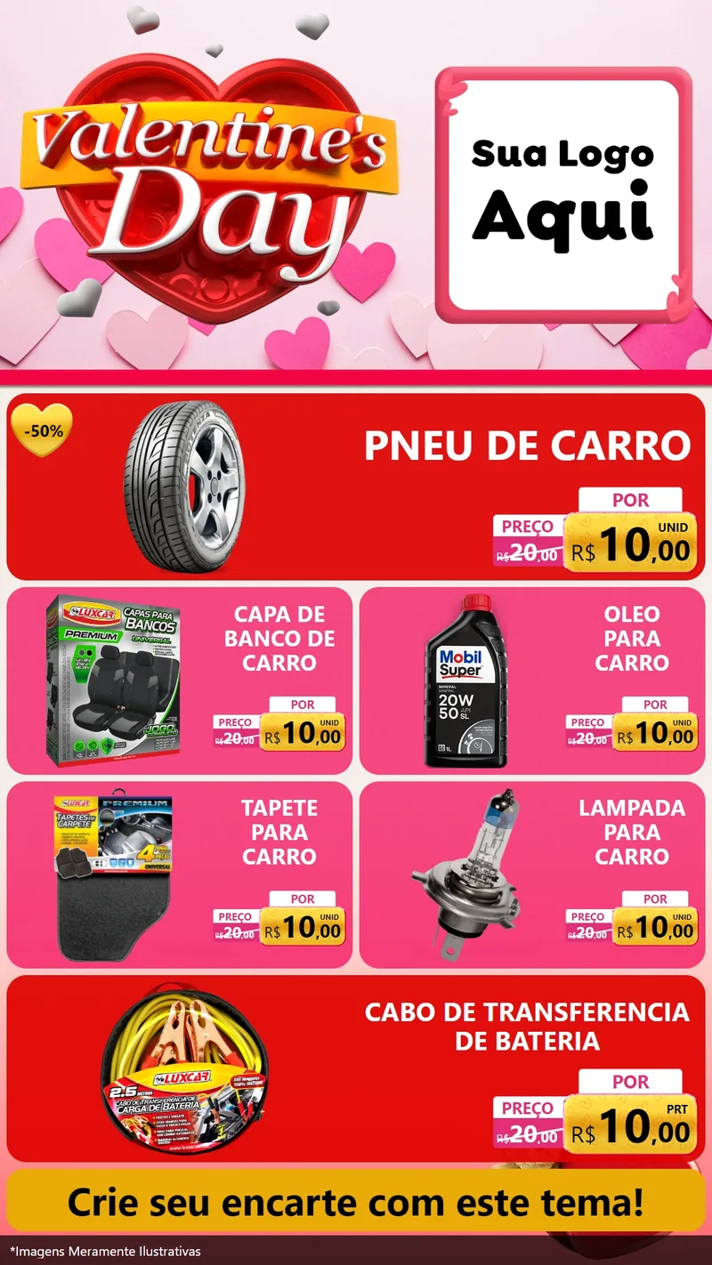 Modelo de TV para TV Vertical com o tema Valentine's Day para Auto peças