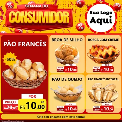 Modelo de Rede Social para Feed Facebook com o tema Semana do Consumidor para Padaria