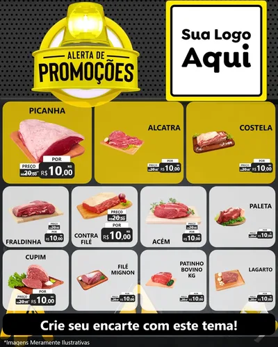 Modelo de Rede Social para Feed Instagram com o tema Alerta de Promoções para Açougue