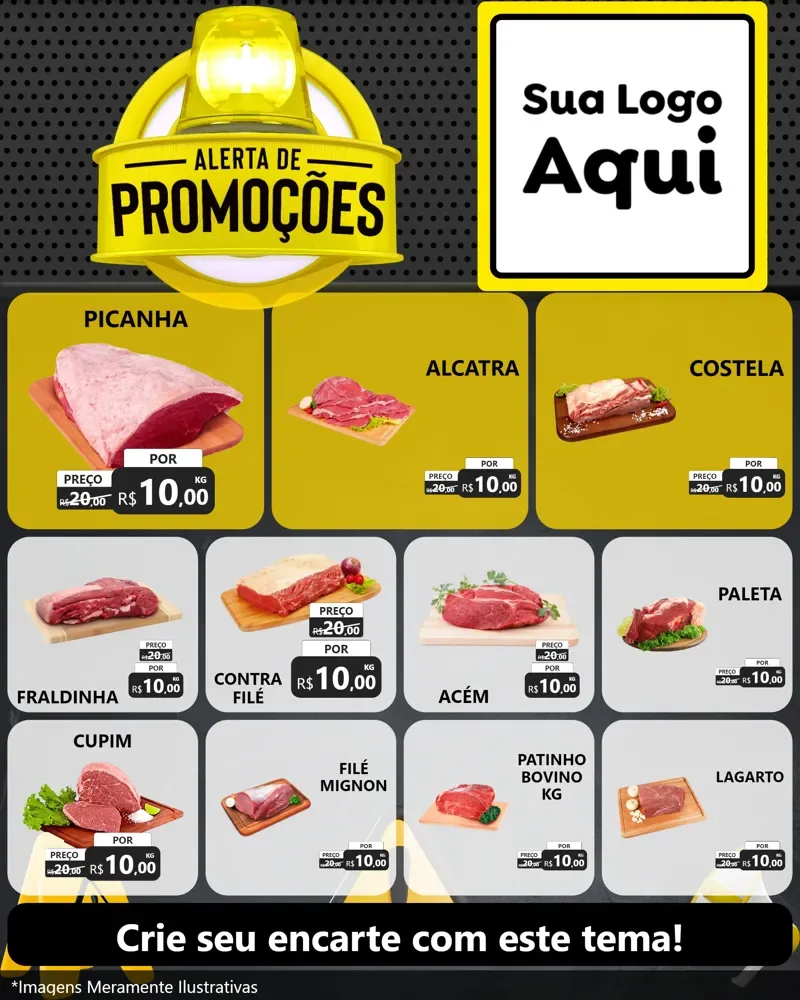Modelo de Rede Social para Feed Instagram com o tema Alerta de Promoções para Açougue