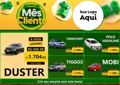 Modelo de Encarte para Encarte A4 Horizontal com o tema Especial Mês do Cliente para Concessionaria de Carros