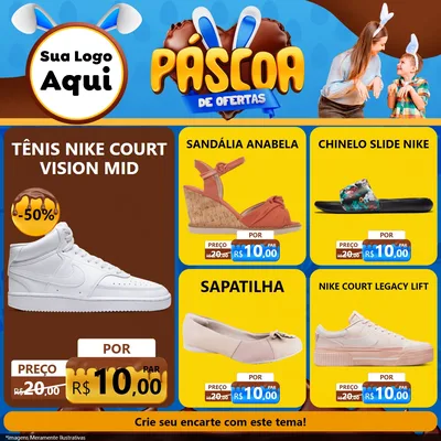 Modelo de Rede Social para Feed Facebook com o tema Páscoa de Ofertas para Calçados