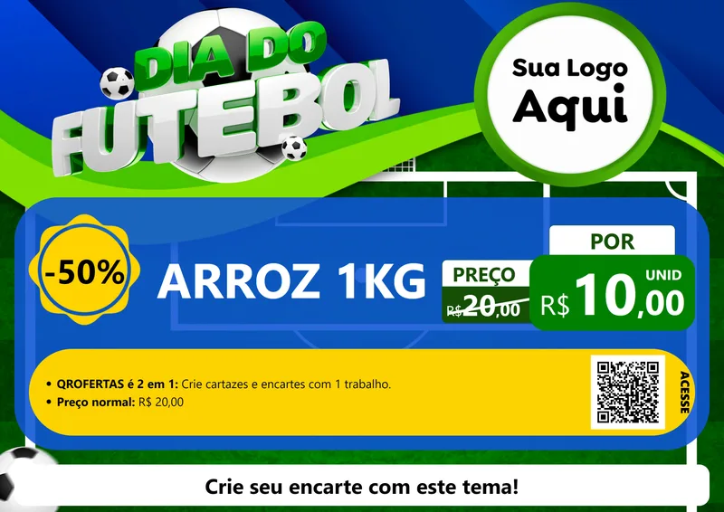 Modelo de Cartaz para Cartaz A4 Horizontal com o tema Dia do Futebol para Supermercado