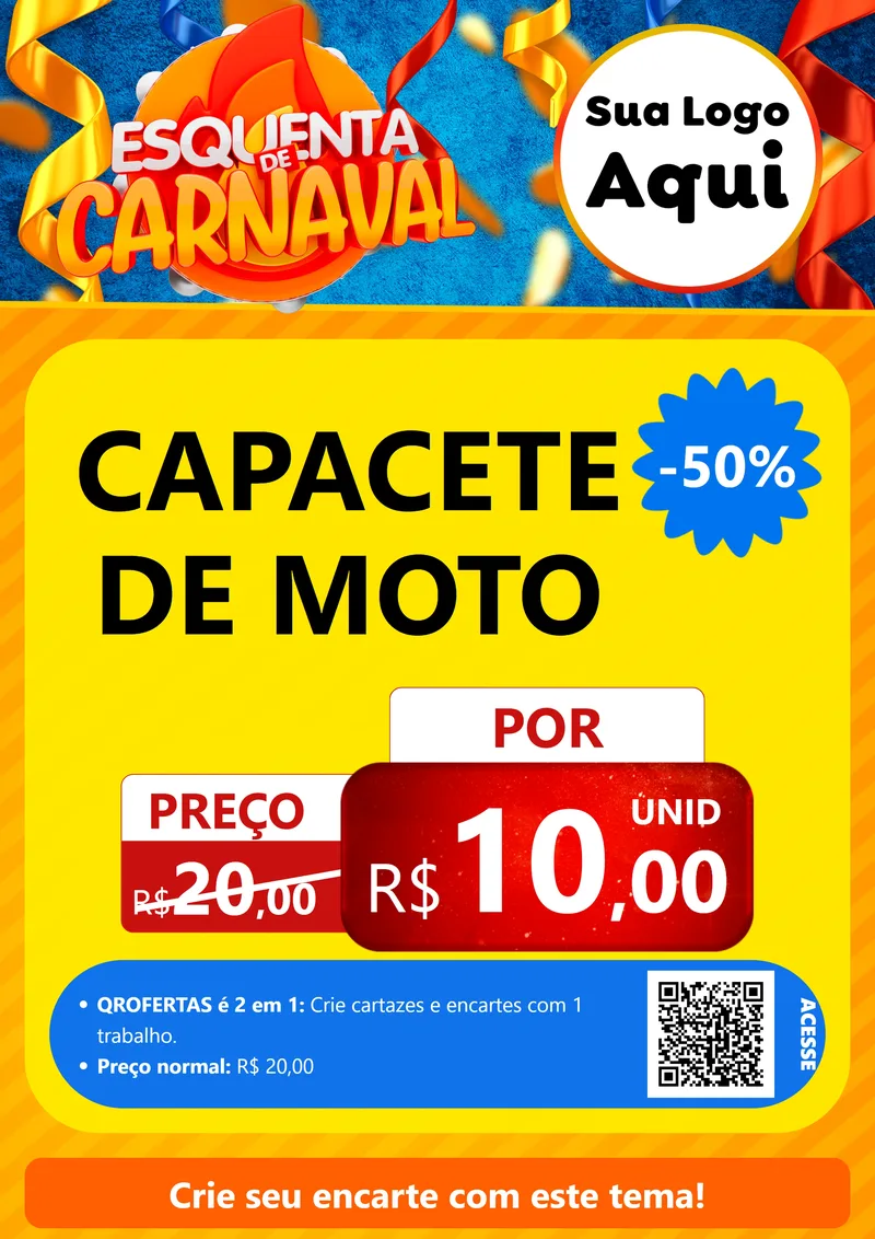 Modelo de Cartaz para Cartaz A4 Vertical com o tema Esquenta de Carnaval para Moto peças