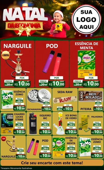Modelo de Encarte para Encarte Grande com o tema Natal da Economia para Tabacaria
