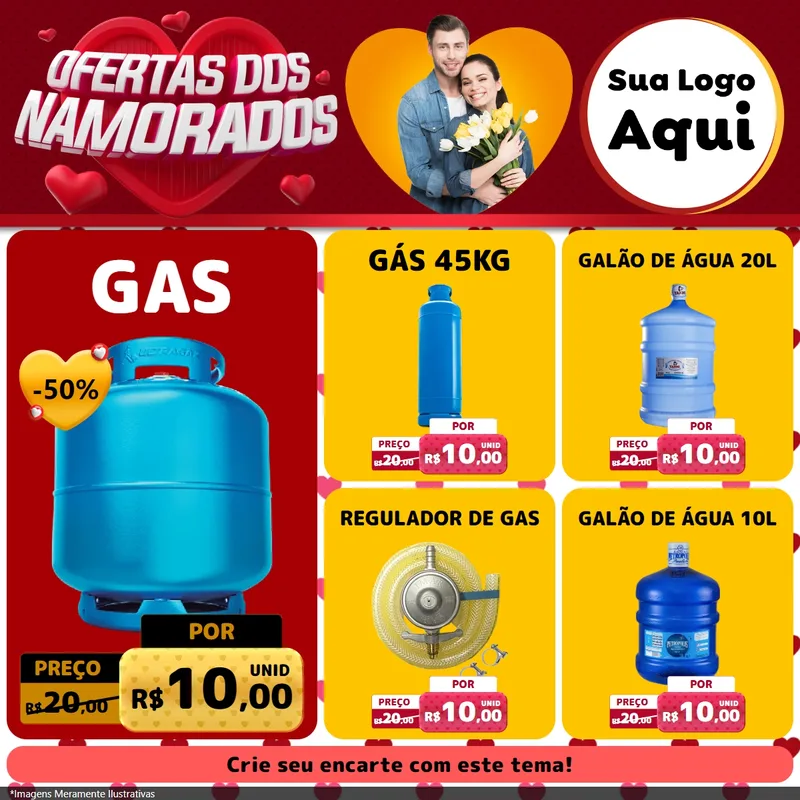 Modelo de Rede Social para Feed Facebook com o tema Ofertas Dos Namorados para Água e gás