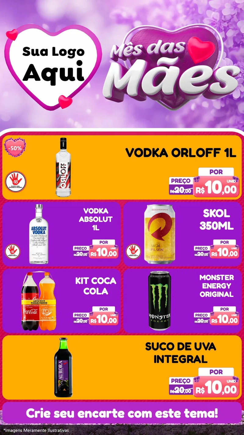 Modelo de TV para TV Vertical com o tema Mês das Mães para Distribuidora de bebidas