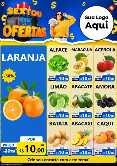 Modelo de Encarte para Encarte A4 Vertical com o tema Sextou de Ofertas para Hortifrúti