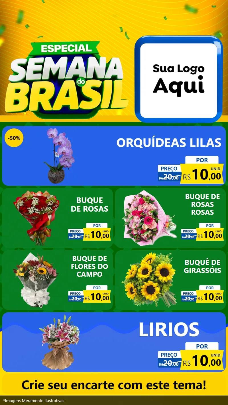Modelo de TV para TV Vertical com o tema Especial Semana do Brasil para Floricultura e jardim