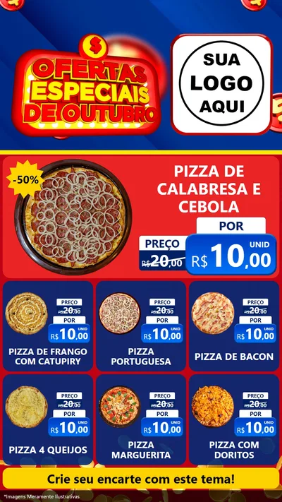 Modelo de Rede Social para Stories com o tema Ofertas Especiais de Outubro para Pizzaria