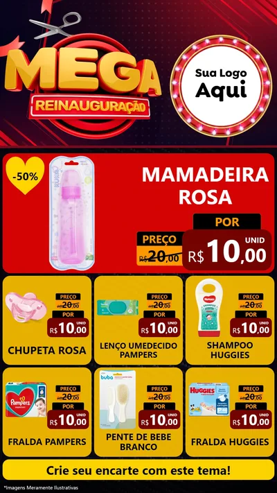 Modelo de Rede Social para Stories com o tema Mega Reinauguração para Bebês
