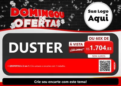 Modelo de Cartaz para Cartaz A4 Horizontal com o tema Domingou de Ofertas para Concessionaria de Carros
