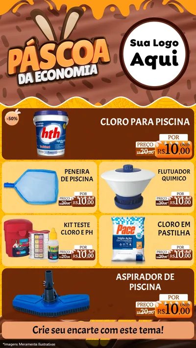 Modelo de TV para TV Vertical com o tema Páscoa da Economia para Produtos para Piscina