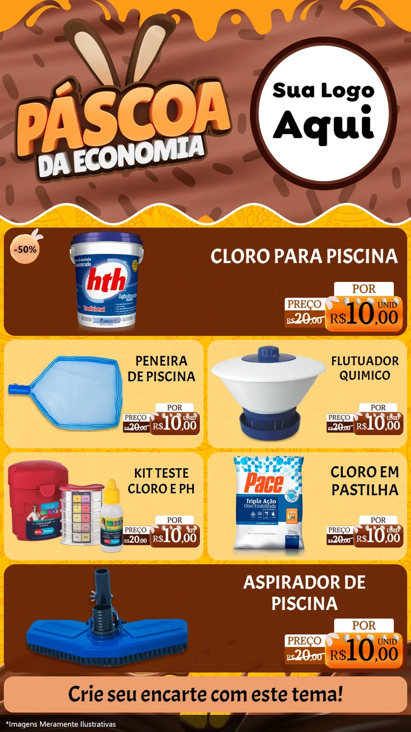 Modelo de TV para TV Vertical com o tema Páscoa da Economia para Produtos para Piscina