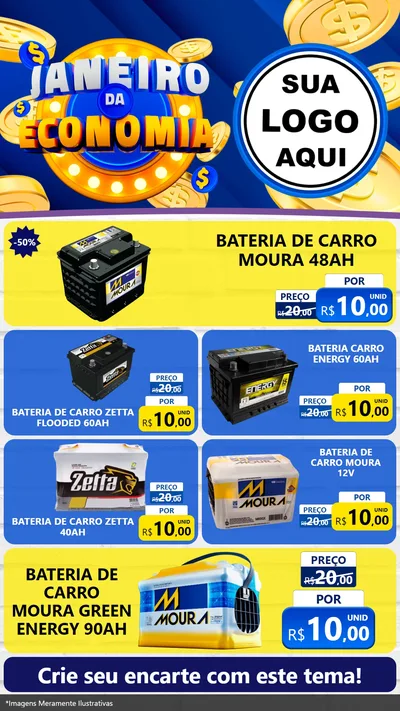 Modelo de TV para TV Vertical com o tema Janeiro da Economia para Baterias Elétricas