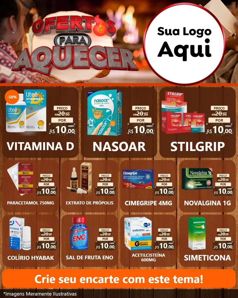 Modelo de Rede Social para Feed Instagram com o tema Ofertas Para Aquecer para Farmácia