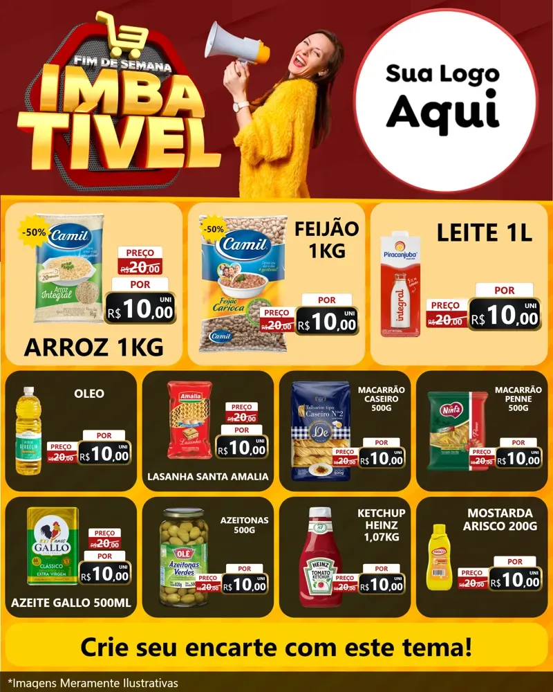Modelo de Rede Social para Feed Instagram com o tema Fim de Semana Imbatível para Supermercado