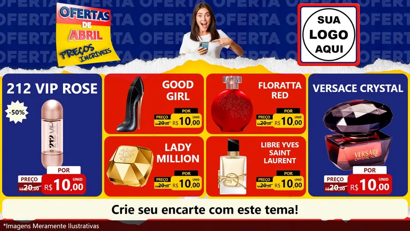 Modelo de TV para TV Horizontal com o tema Ofertas de Abril - Preços Incríveis para Perfumes