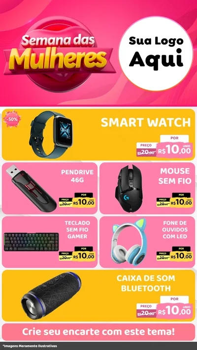 Modelo de TV para TV Vertical com o tema Semana das Mulheres para Informática