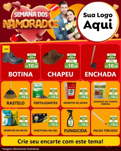 Modelo de Rede Social para Feed Instagram com o tema Semana dos Namorados para Agropecuária