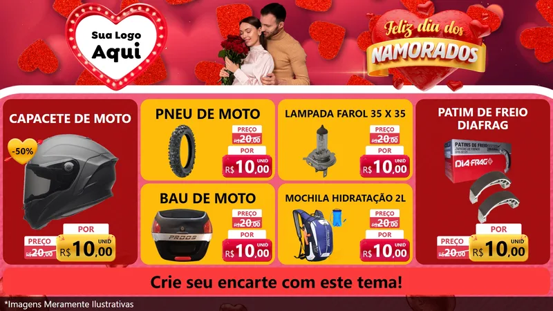 Modelo de TV para TV Horizontal com o tema Feliz Dia Dos Namorados para Moto peças