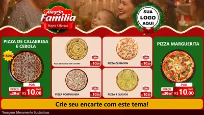 Modelo de TV para TV Horizontal com o tema Alegria Em Família - Super Ofertas para Pizzaria