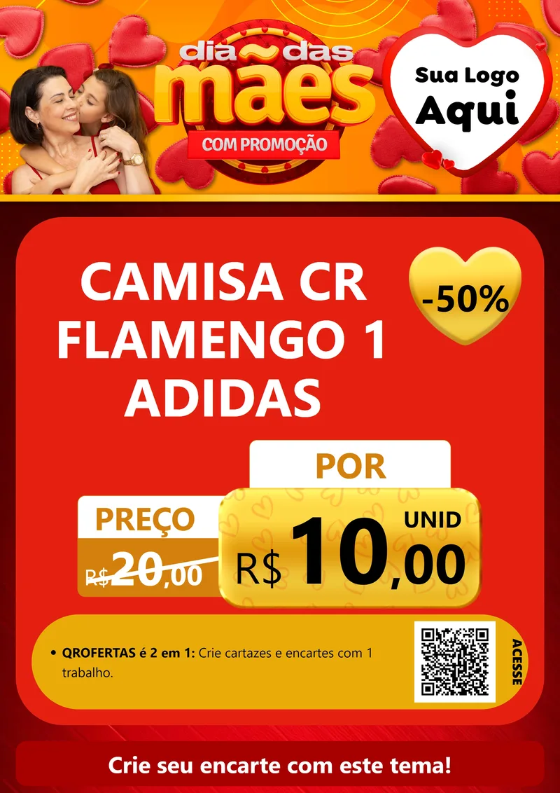 Modelo de Cartaz para Cartaz A4 Vertical com o tema Dia das Mães com Promoção para Roupas e acessórios