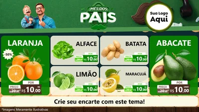 Modelo de TV para TV Horizontal com o tema Mês dos Pais para Hortifrúti