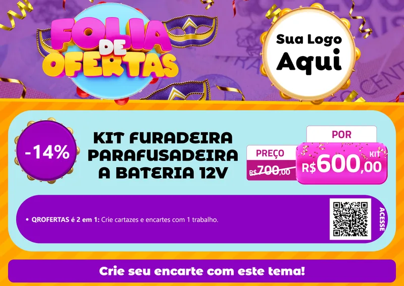 Modelo de Cartaz para Cartaz A4 Horizontal com o tema Folia de Ofertas para Maquinas e Ferramentas