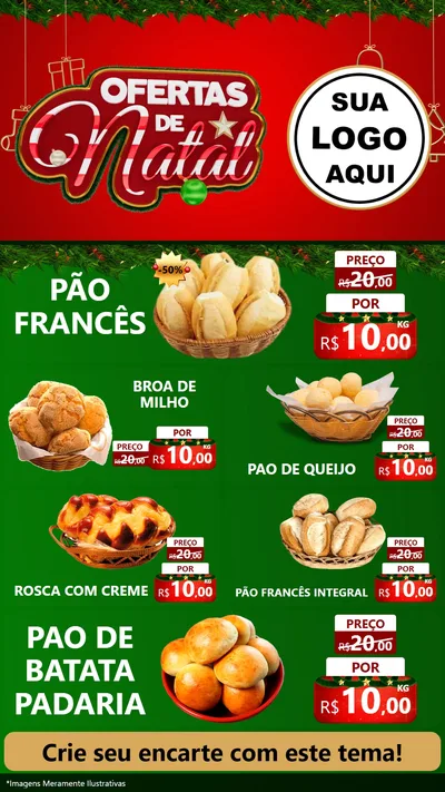 Modelo de TV para TV Vertical com o tema Ofertas de Natal para Padaria