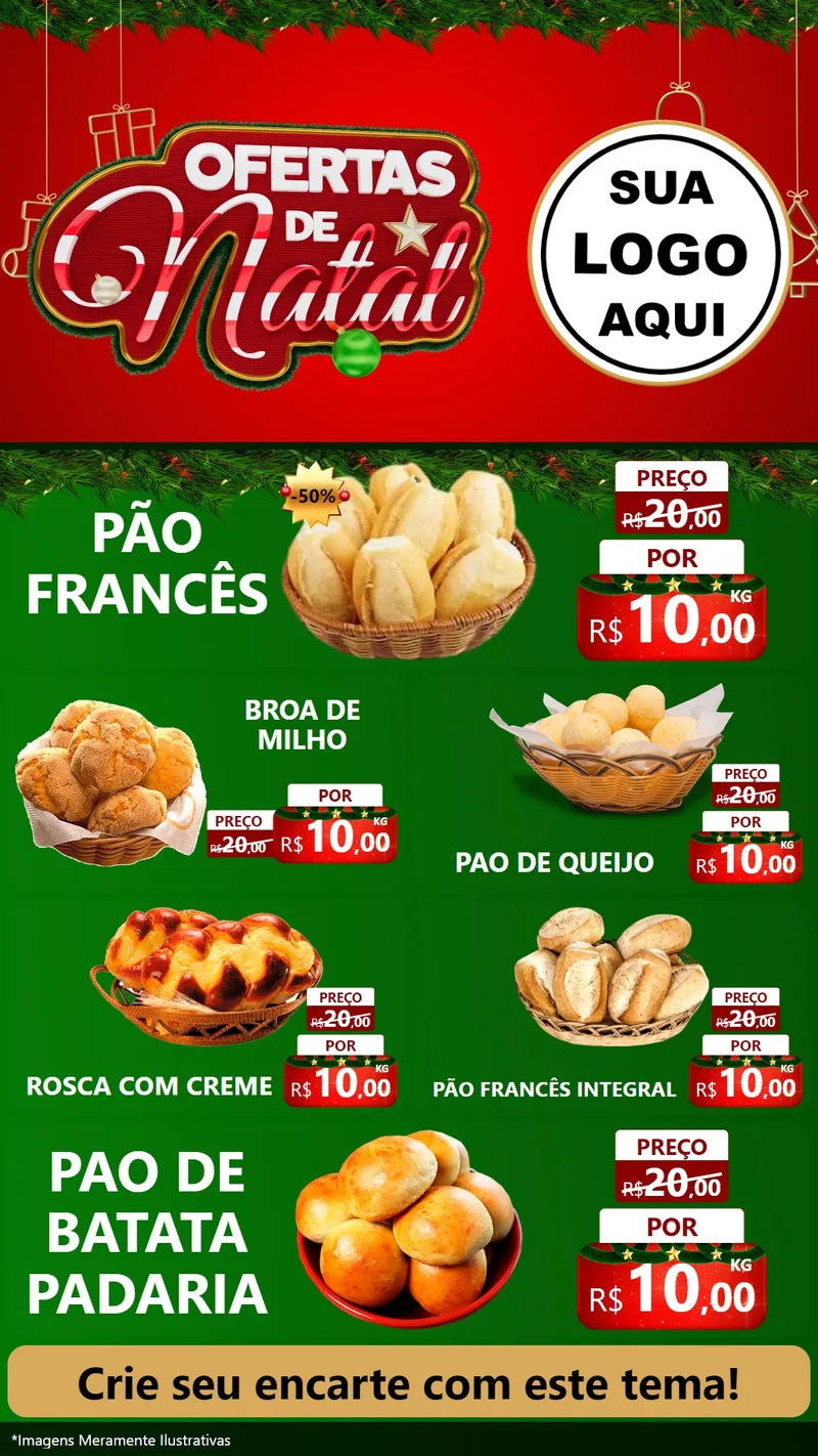 Modelo de TV para TV Vertical com o tema Ofertas de Natal para Padaria