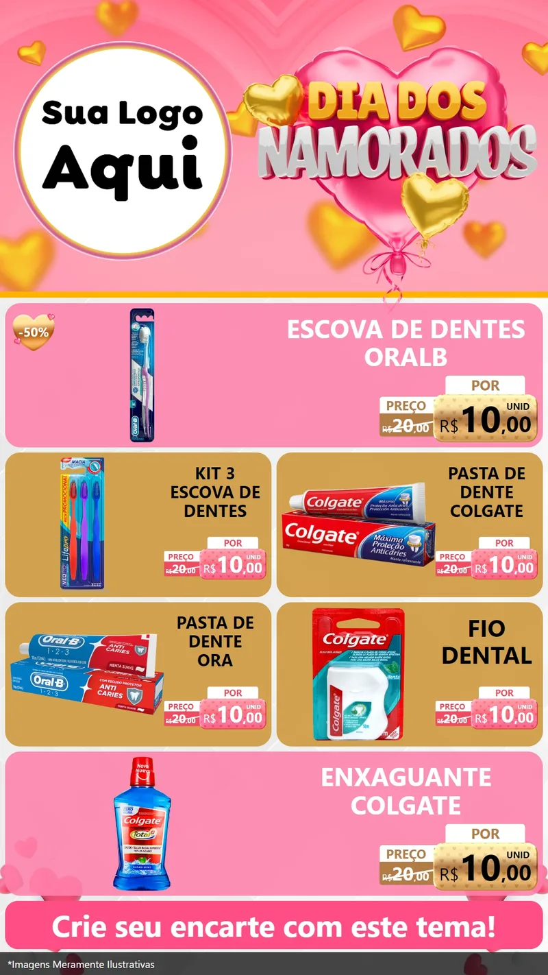 Modelo de TV para TV Vertical com o tema Dia dos Namorados para Higiene Pessoal