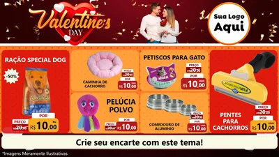 Modelo de TV para TV Horizontal com o tema Valentine's Day para Pet Shop